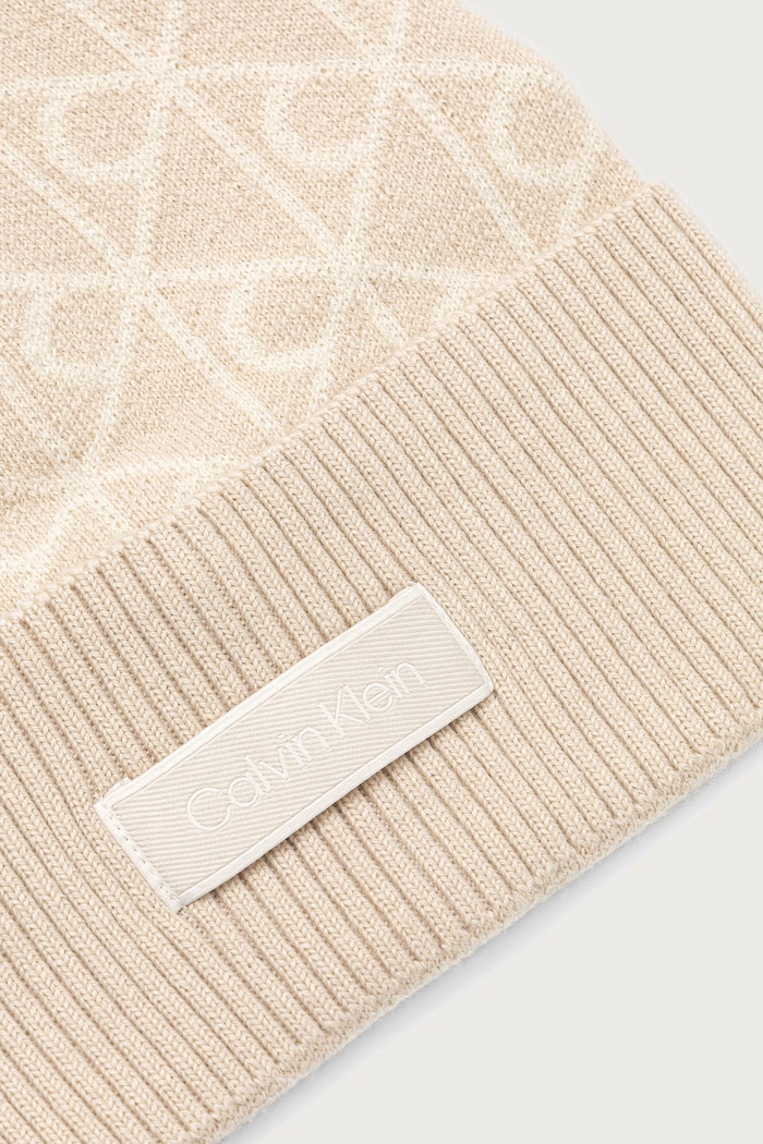 Calvin Klein Čiapka beanie dámska vlnená LV04F8111G béžová AW26