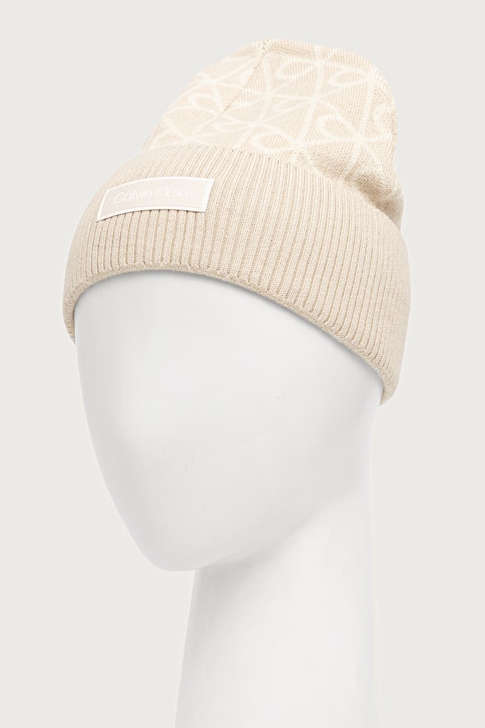 Doplnky Calvin Klein Čiapka beanie dámska vlnená LV04F8111G béžová