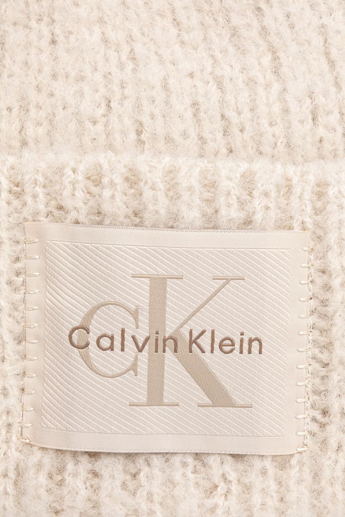 Calvin Klein Čiapka beanie dámska s prímesou vlny LV04F8104G béžová AW26