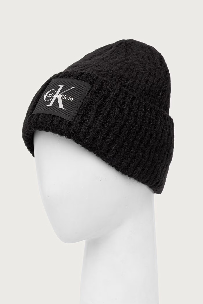 Doplnky Calvin Klein Čiapka beanie dámska s prímesou vlny LV04F8104G čierna