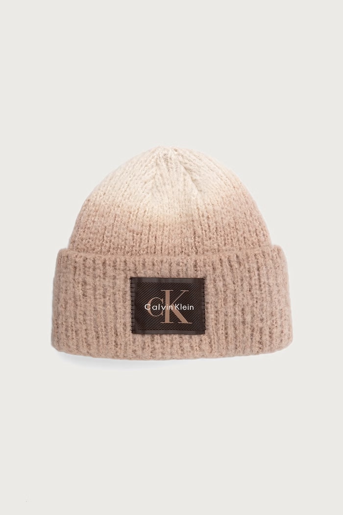 Calvin Klein Čiapka beanie dámska s prímesou vlny béžová LV04F8102G