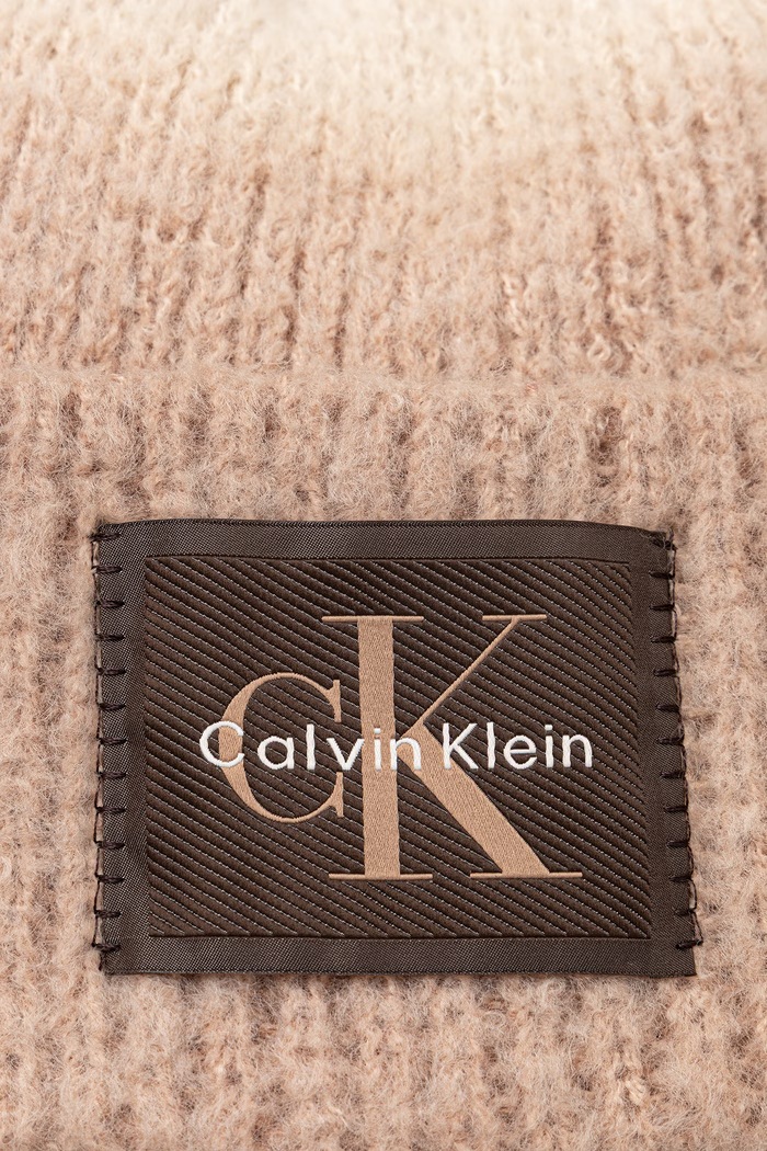 Calvin Klein Čiapka beanie dámska s prímesou vlny LV04F8102G béžová AW26