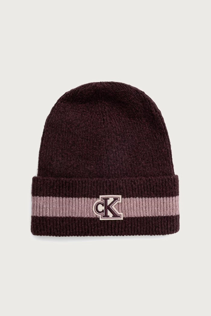 Calvin Klein Čiapka dámska s prímesou vlny burgundské LV04F8100G
