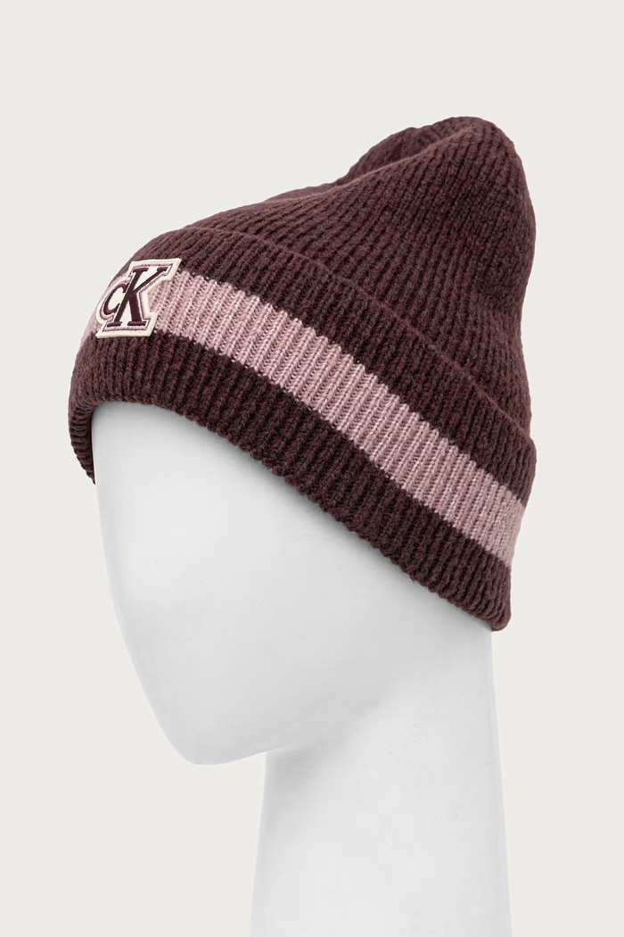 Doplnky Calvin Klein Čiapka dámska s prímesou vlny LV04F8100G burgundské