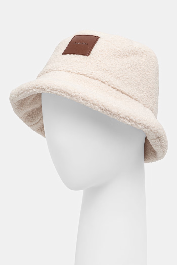 Calvin Klein kapelusz bucket damski LV04F5097G beżowy AW26