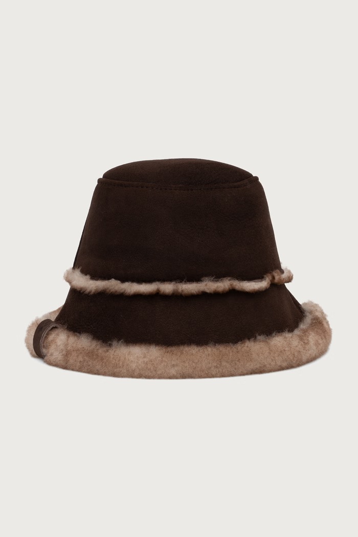 Emu Australia Kapelusz bucket dwustronny damski EMU Sheepskin Hat Deluxe brązowy W7027