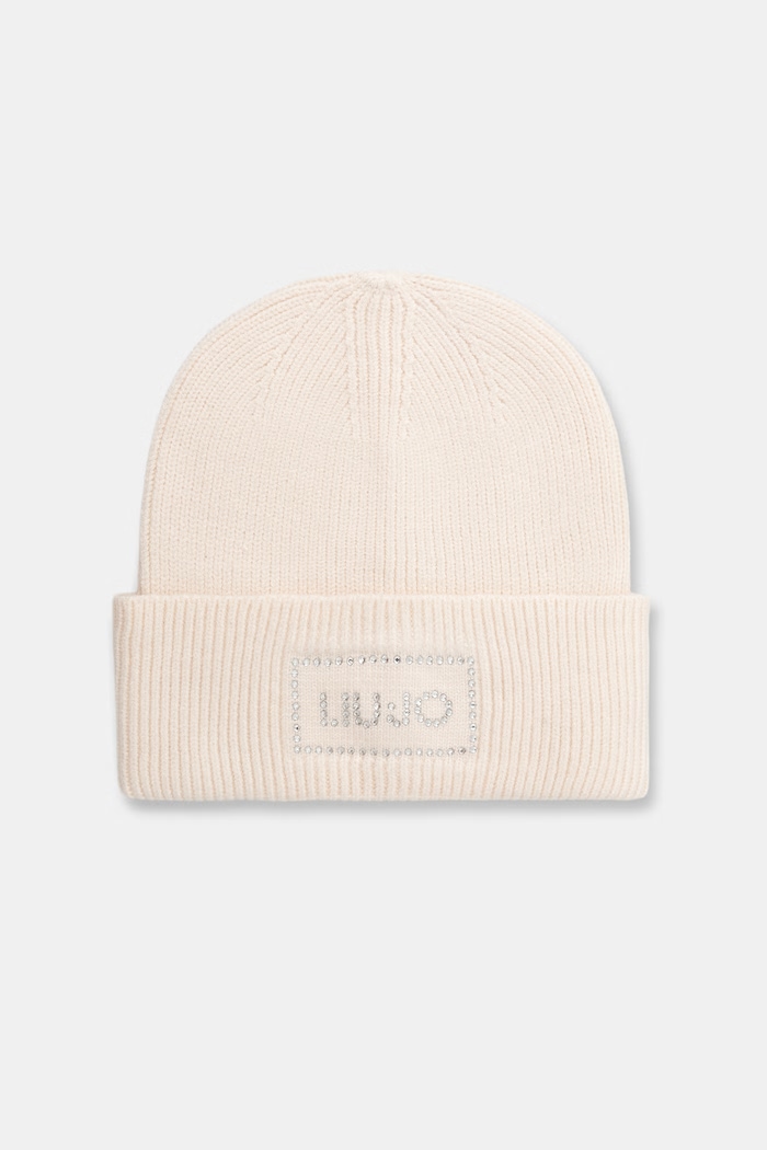 Liu Jo czapka beanie damska z dodatkiem wełny beżowy 2F6022.MA38S