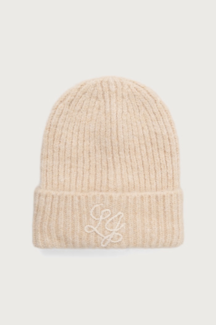 Liu Jo Czapka beanie damska z dodatkiem wełny beżowy 2F6019.MS053