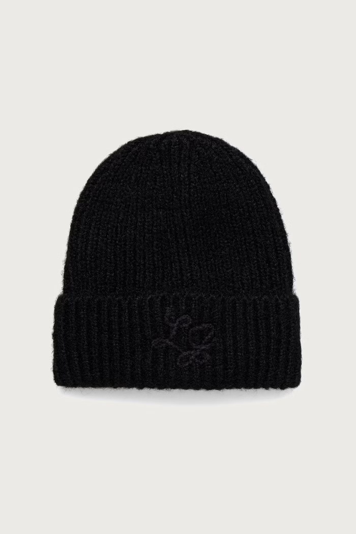 Liu Jo Czapka beanie damska z dodatkiem wełny czarny 2F6019.MS053
