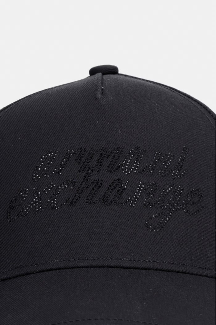 Armani Exchange baseball kapa ženska bombažna XW003040.AF15502 črna AW26