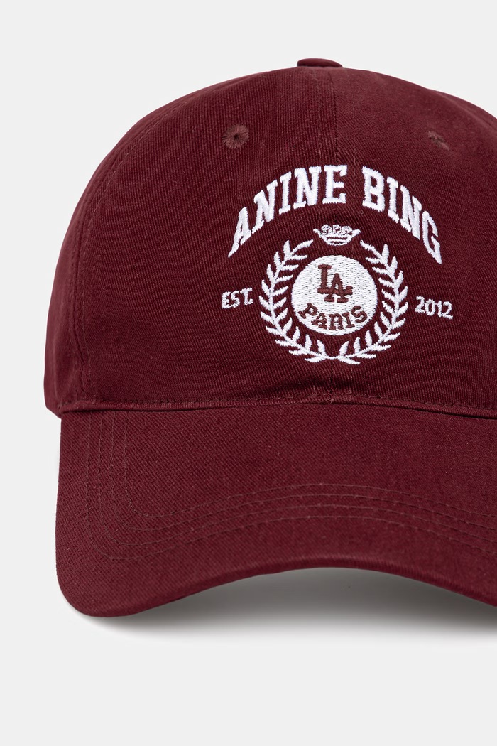 Anine Bing JEREMY BASEBALL czapka z daszkiem bawełniana damska A.12.12678.BGN28 bordowy AW26