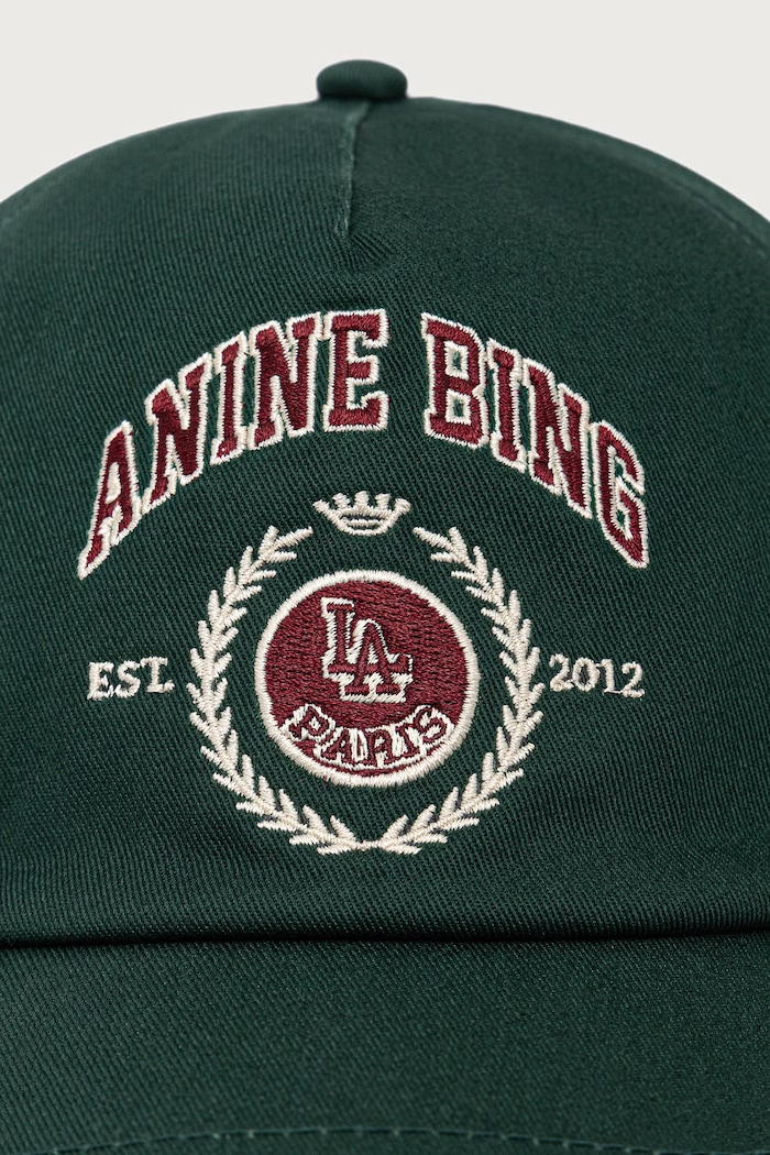 Anine Bing Jeremy czapka bejsbolówka bawełniana damska A.12.12912 zielony AW26