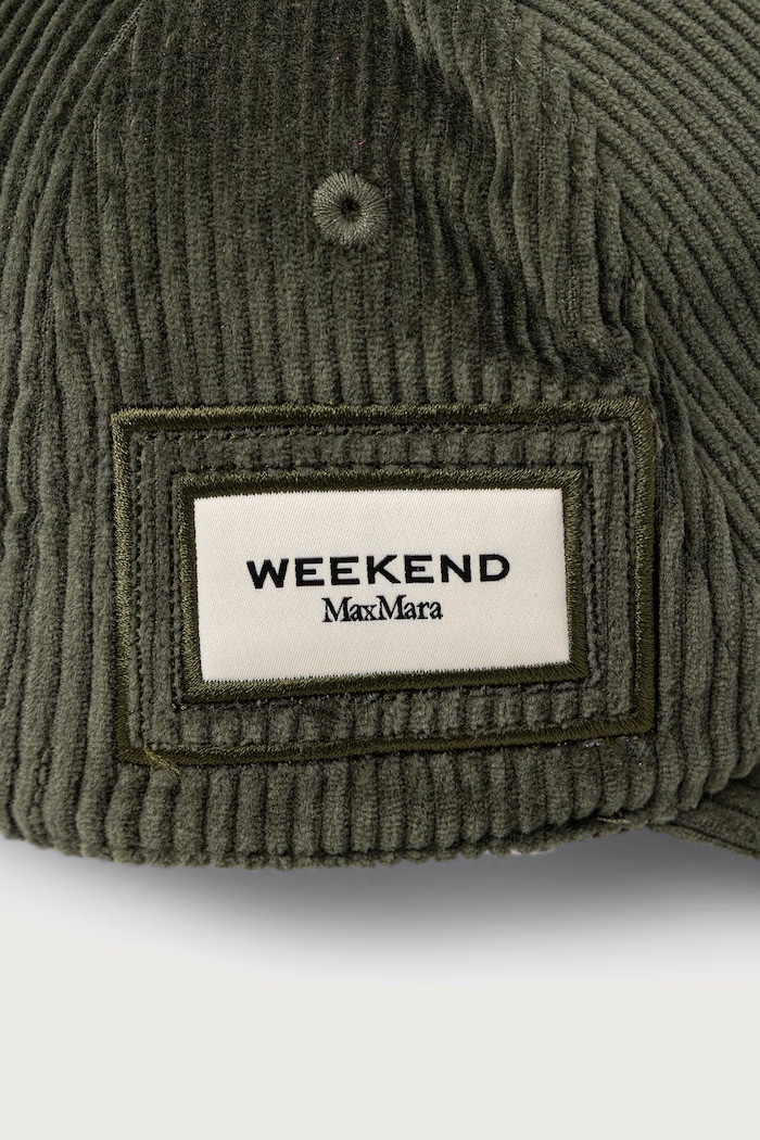 Akcesoria Weekend Max Mara Czapka z daszkiem damska sztruksowa WKARAGNO 2625576034600 zielony