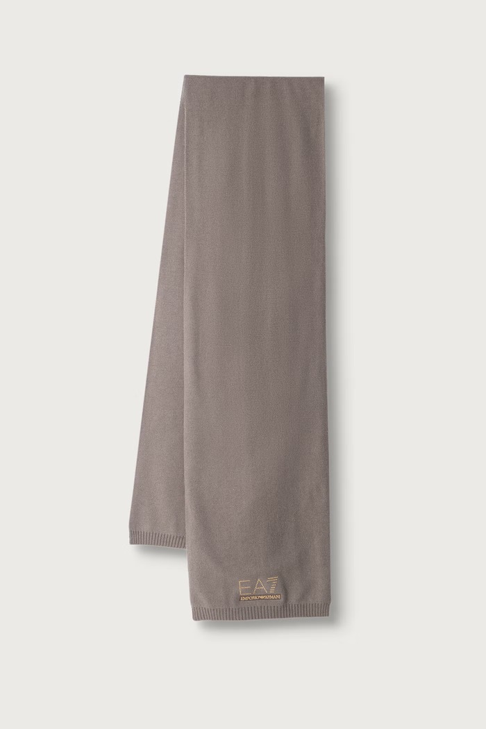Czapka i szalik damskie z wełną EA7 Emporio Armani AF29561.7W000717 brązowy