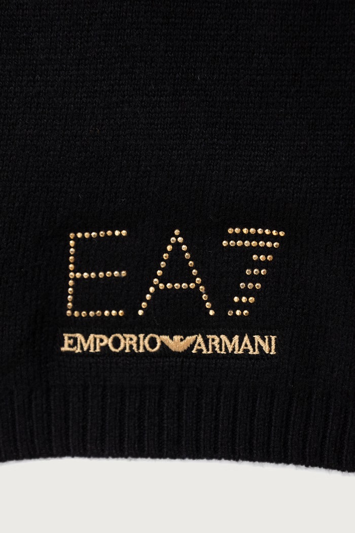 Czapka i szalik damskie z wełną EA7 Emporio Armani czarny AF29561.7W000717