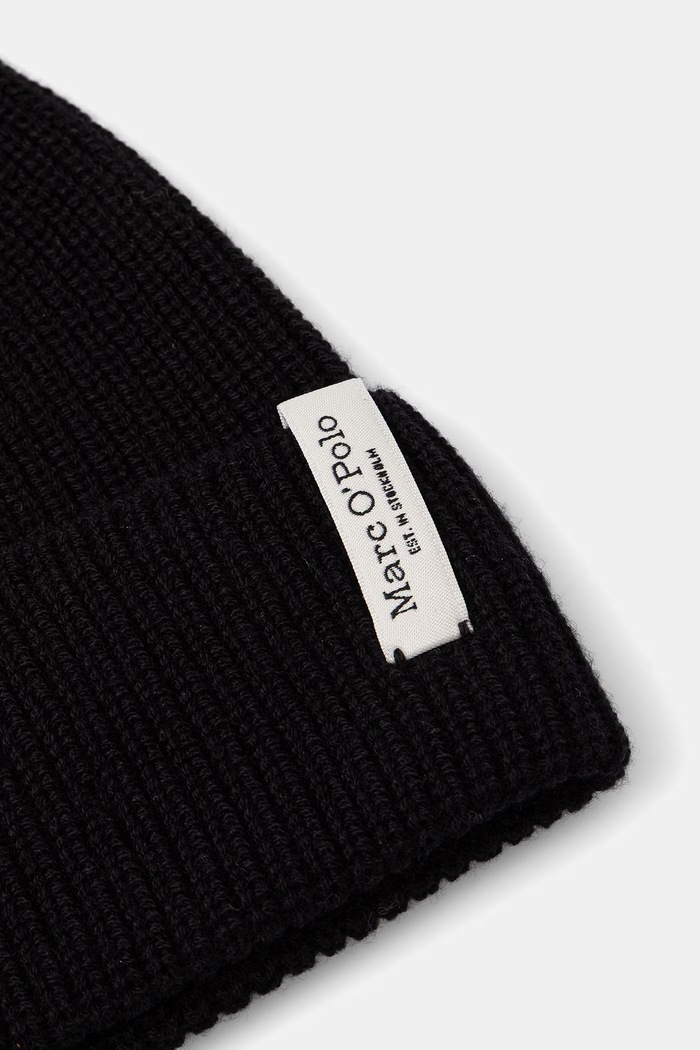 Marc O'Polo czapka damska z dodatkiem wełny 5000014765 czarny AW26
