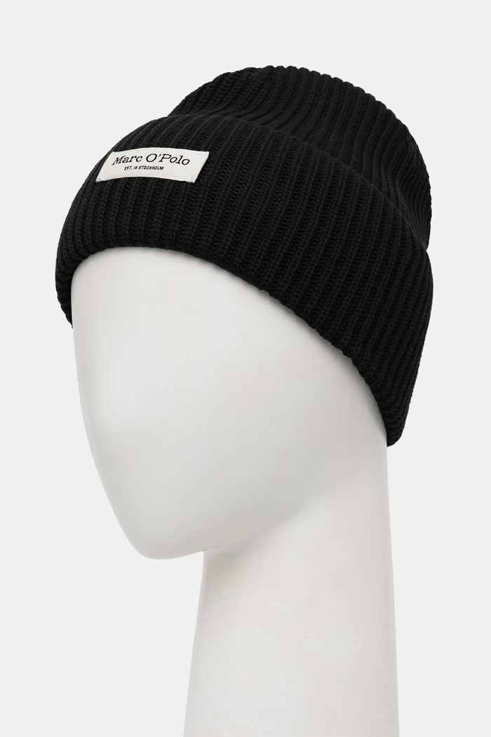 Marc O'Polo czapka damska bawełniana 5000012210 czarny AW26