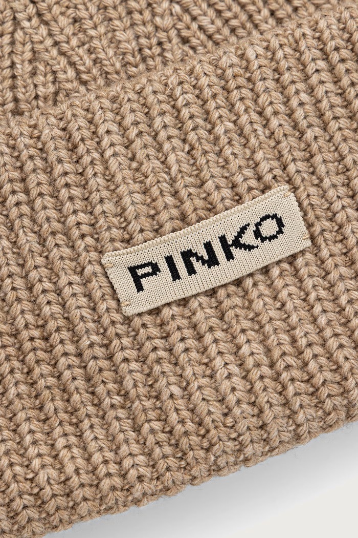 Akcesoria Pinko czapka damska z dodatkiem wełny 105993.A3EI beżowy