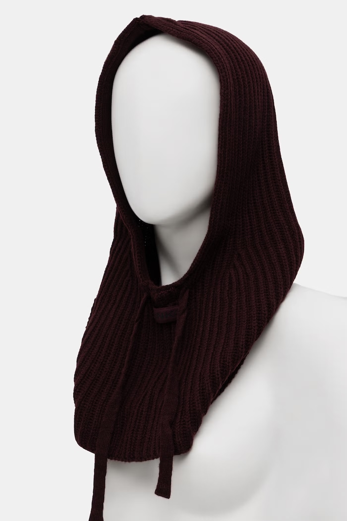 Pinko kaptur damski z wełną 104494.A3EY bordowy AW26
