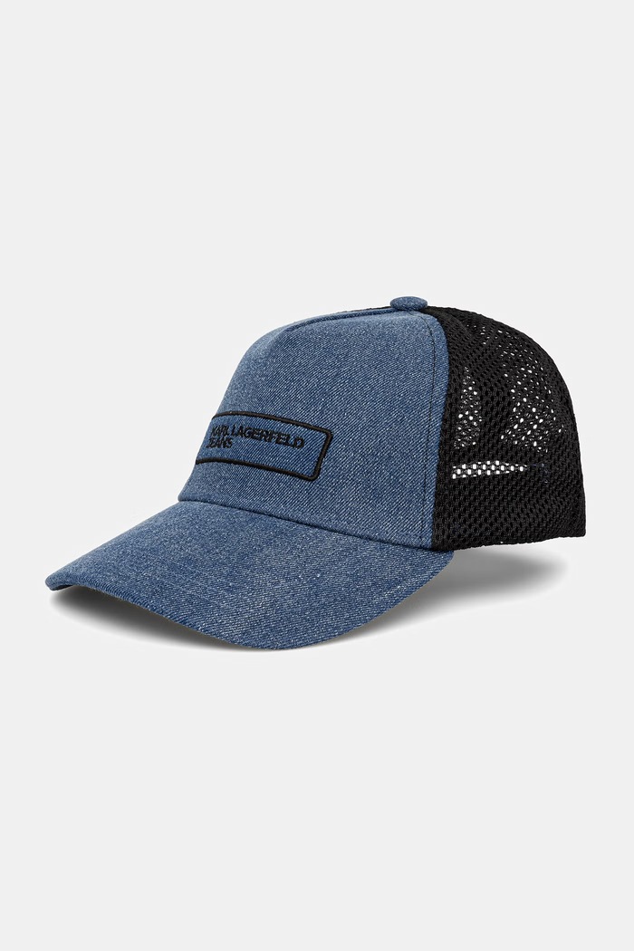Karl Lagerfeld Jeans trucker kapa ženska bombažna modra B3W33051