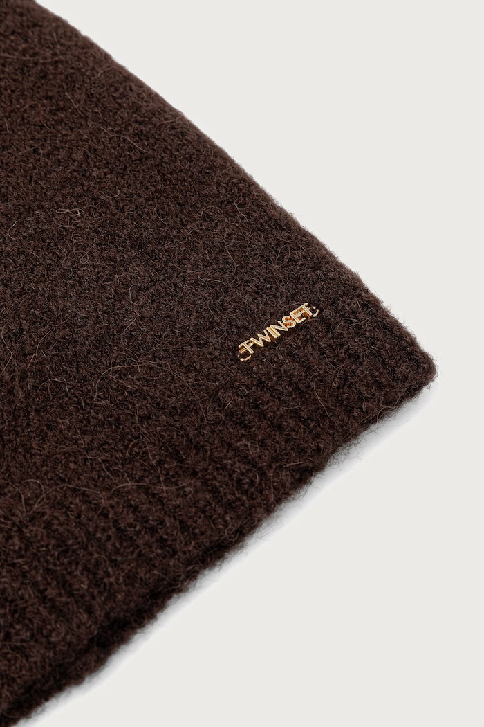 Twinset Kapa ženska z dodatkom volne 262TO5620 rjava AW26