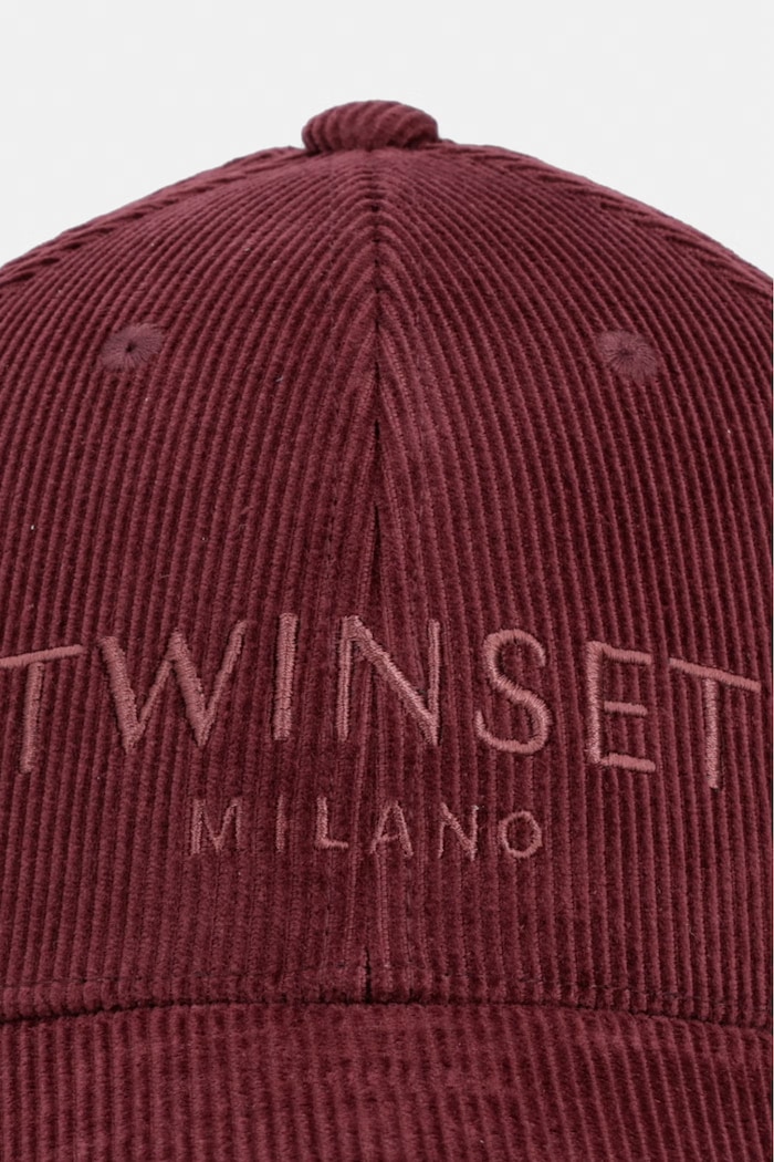 Twinset berretto con visiera da donna in velluto a coste 262TA4120 granata AW26