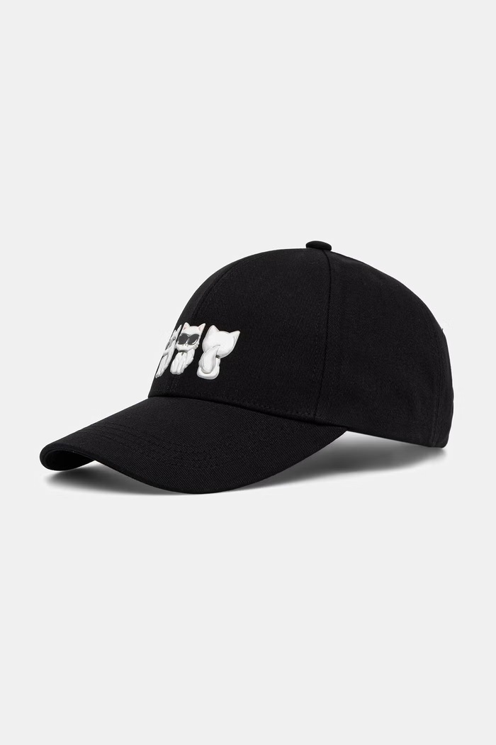 Karl Lagerfeld șapcă pentru femei din bumbac IKON negru B3W33027