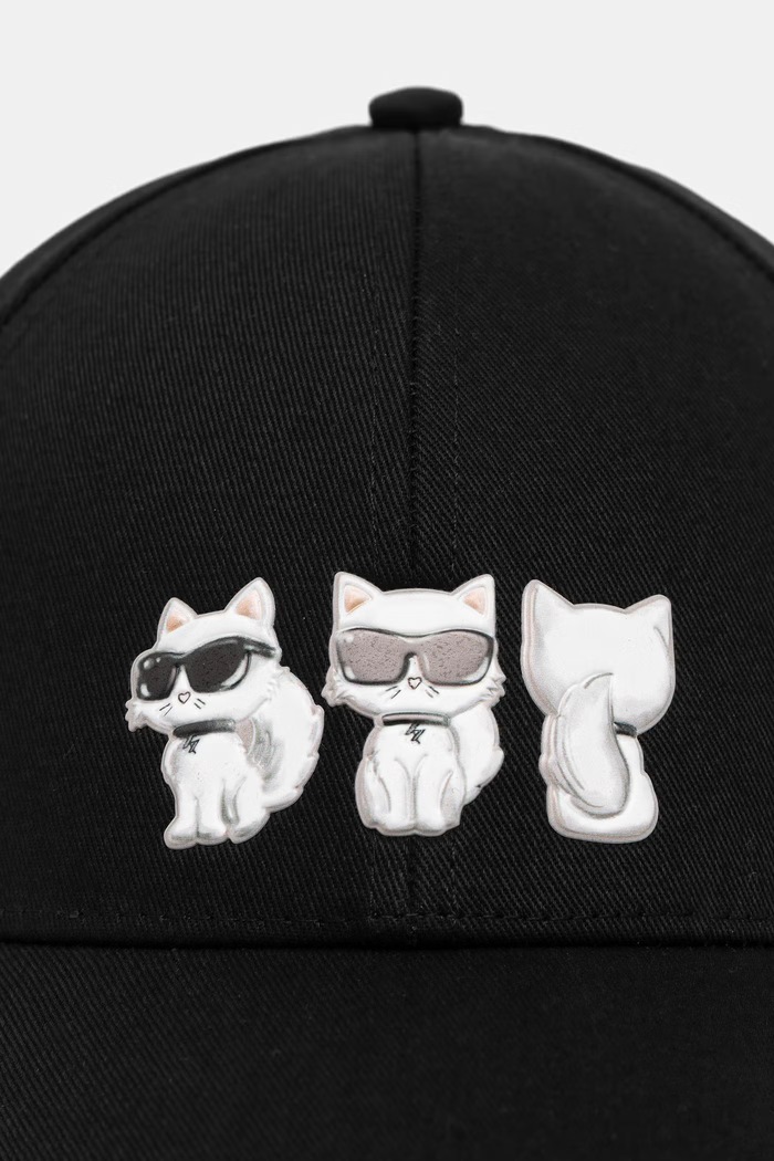 Karl Lagerfeld șapcă pentru femei din bumbac IKON B3W33027 negru AW26