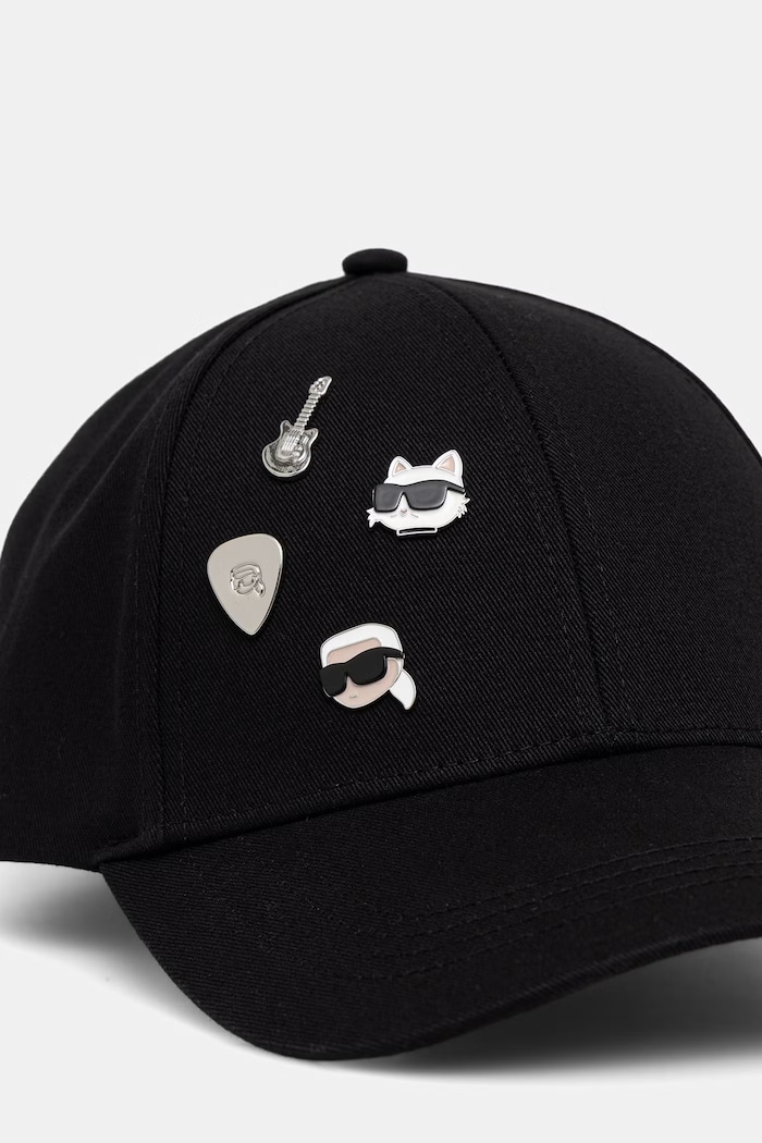 Karl Lagerfeld șapcă pentru femei din bumbac IKON B3W33030 negru AW26