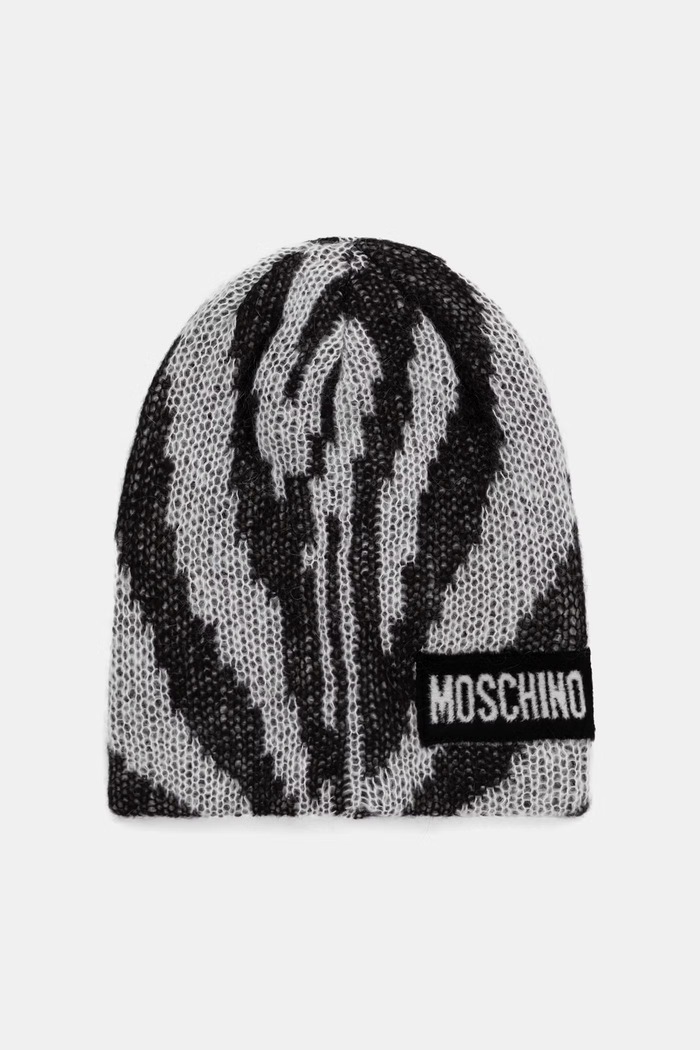 Moschino czapka beanie damska z dodatkiem wełny szary M3485.65478