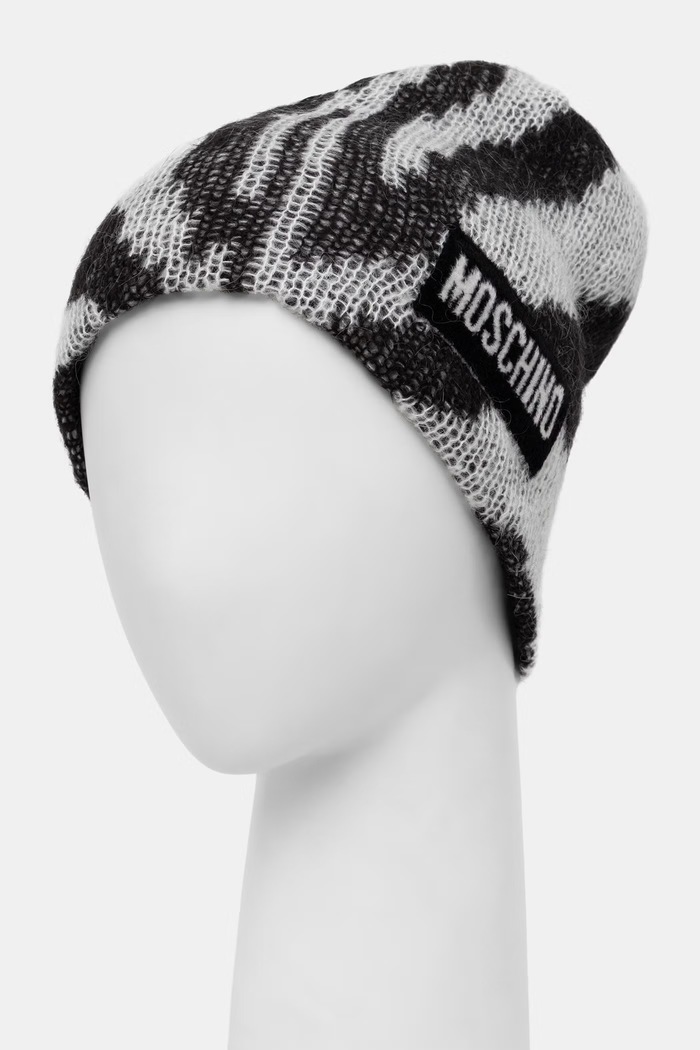 Moschino czapka beanie damska z dodatkiem wełny M3485.65478 szary AW26