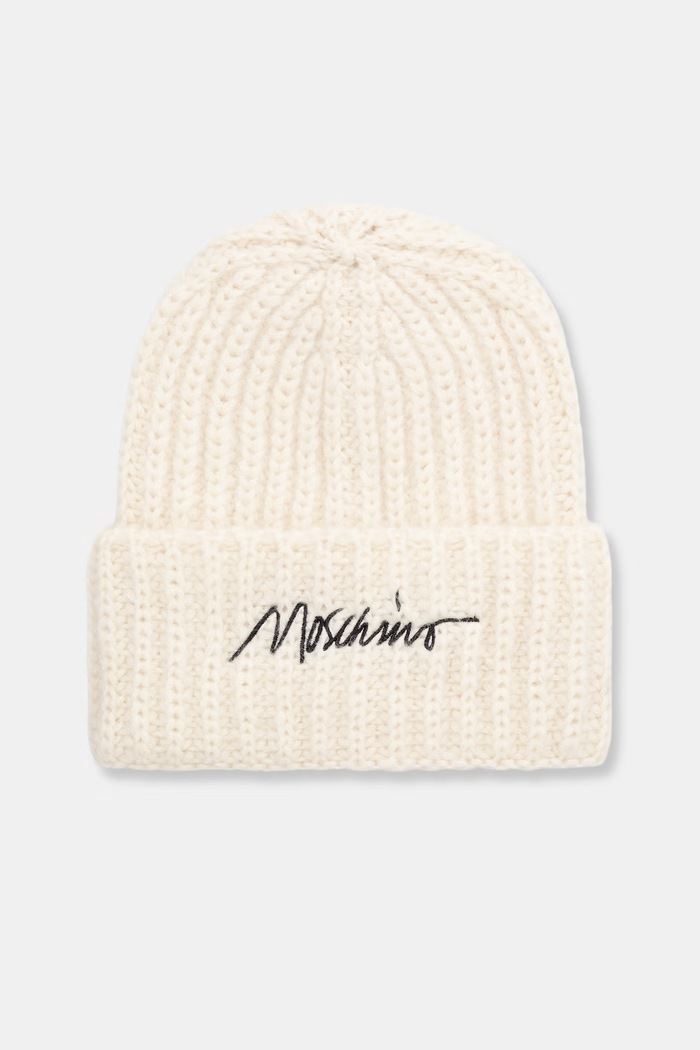 Moschino czapka beanie damska z wełną beżowy M3480.65423