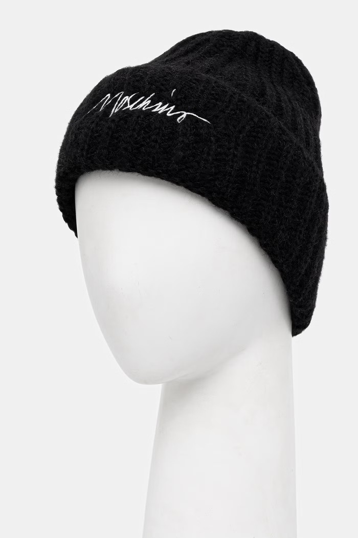 Moschino czapka beanie damska z wełną M3480.65423 czarny AW26
