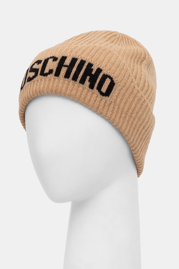 Moschino czapka damska z wełną M3469.65473 beżowy AW26