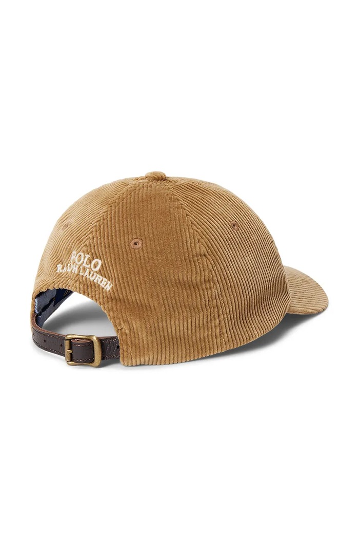 Polo Ralph Lauren czapka z daszkiem damska sztruksowa 211A90413 brązowy AW26