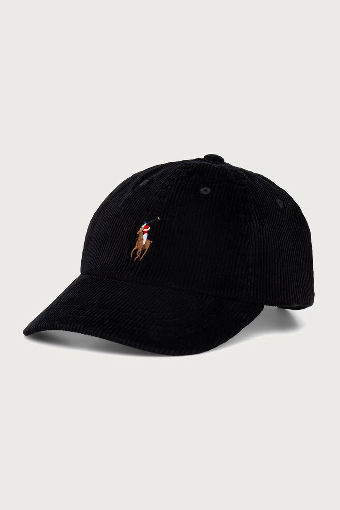 Polo Ralph Lauren καπέλο με γείσο γυναικείο κοτλέ μαύρο 211A90413
