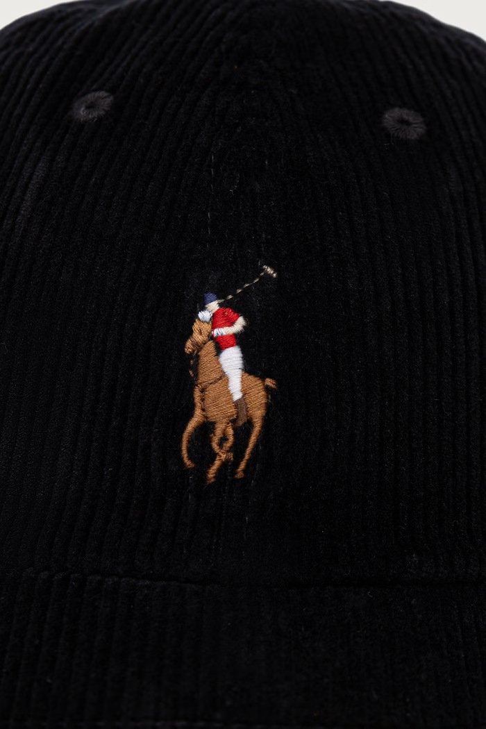 Polo Ralph Lauren καπέλο με γείσο γυναικείο κοτλέ 211A90413 μαύρο AW26