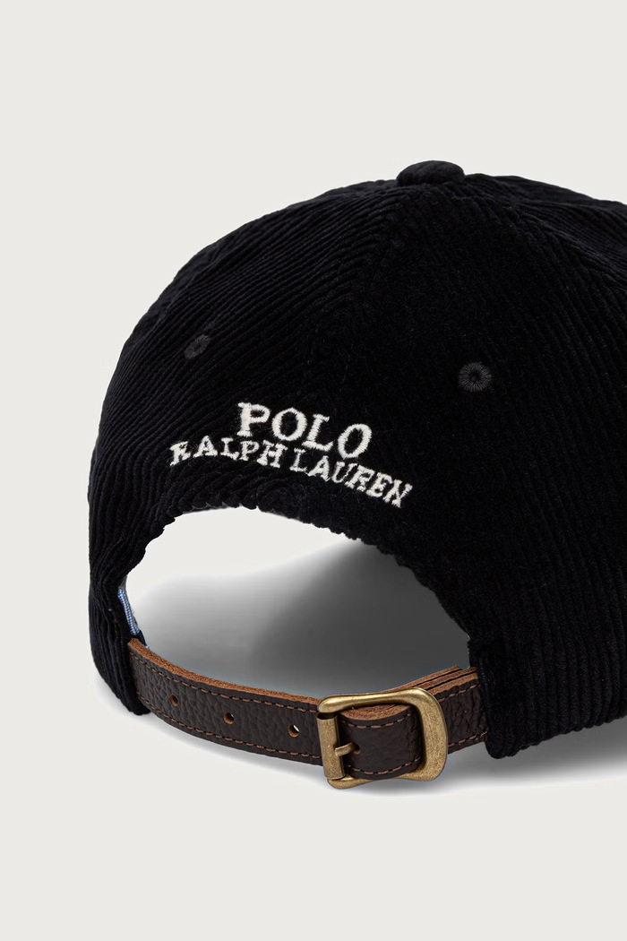 Αξεσουάρ Polo Ralph Lauren καπέλο με γείσο γυναικείο κοτλέ 211A90413 μαύρο