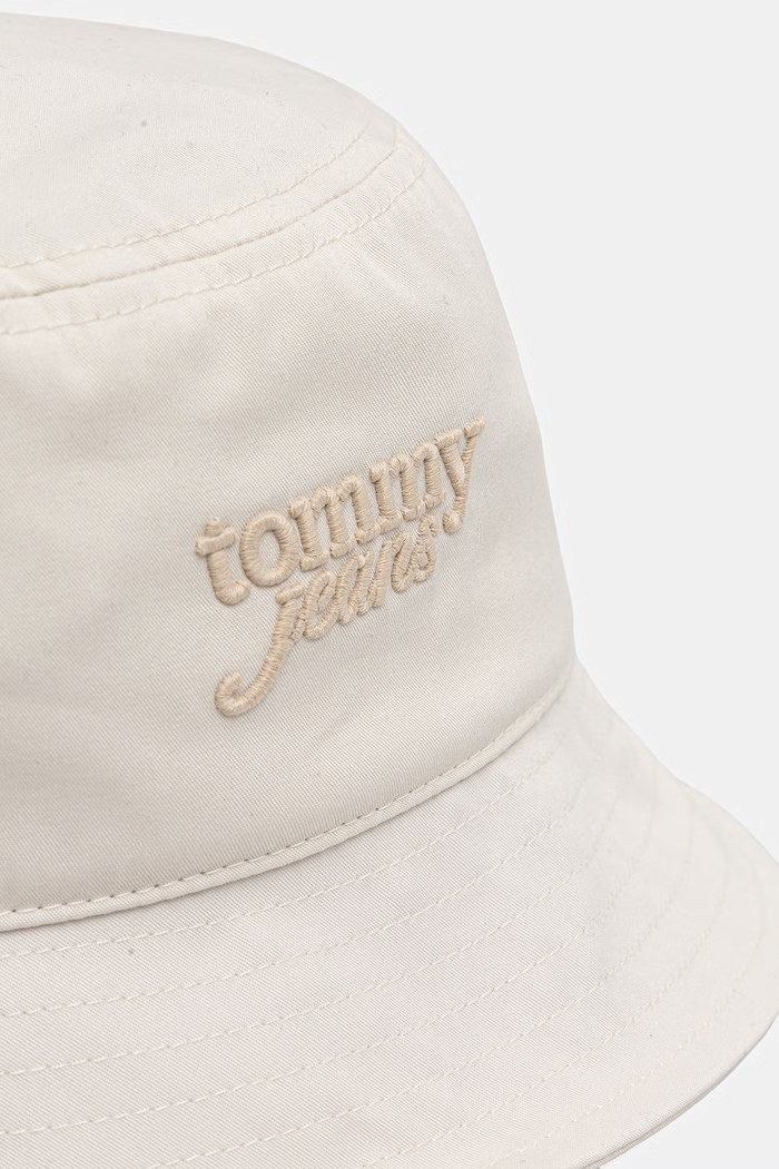Akcesoria Tommy Jeans kapelusz bucket damski bawełniany AW0AW18870 beżowy