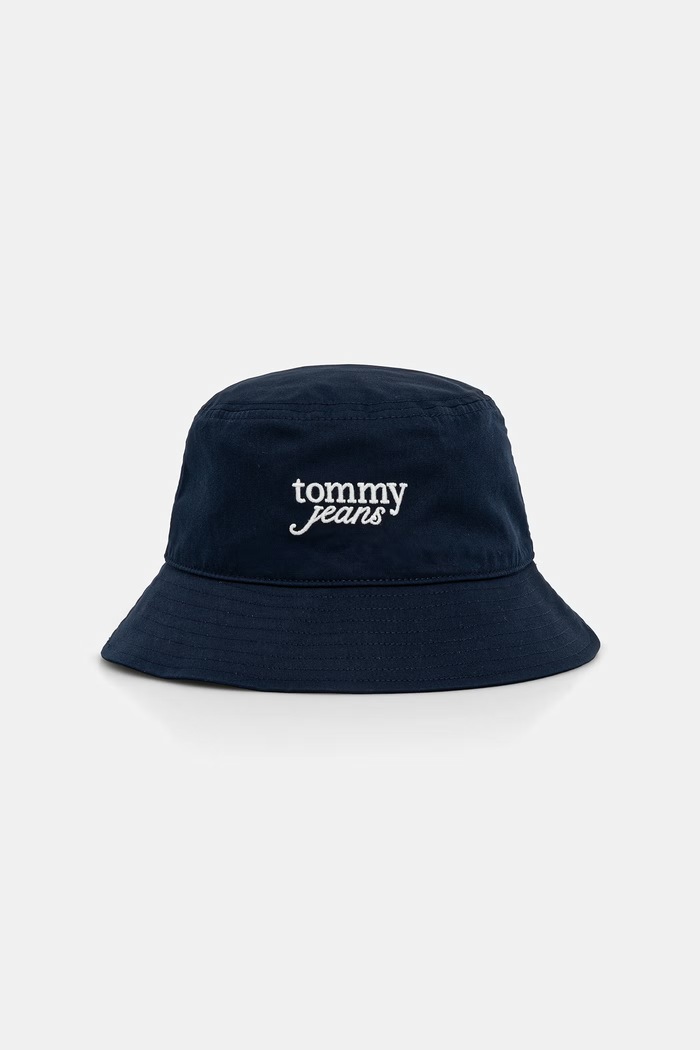 Tommy Jeans καπέλο bucket γυναικείο βαμβακερό σκούρο μπλε AW0AW18870