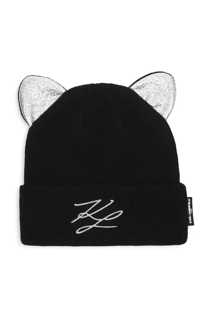Karl Lagerfeld Czapka dziecięca z bawełną czarny Z31424