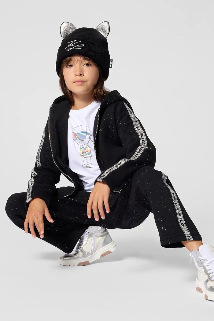 Czapka dziecięca z bawełną Karl Lagerfeld Z31424 czarny