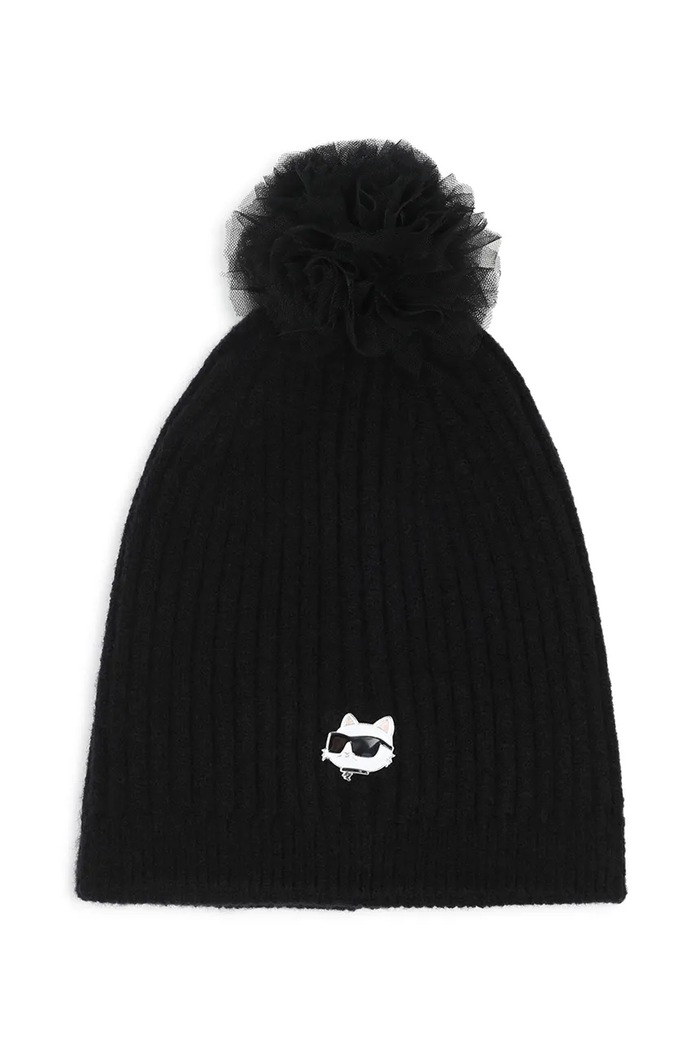 Karl Lagerfeld Čepice s bambulí dětská černá Z31425
