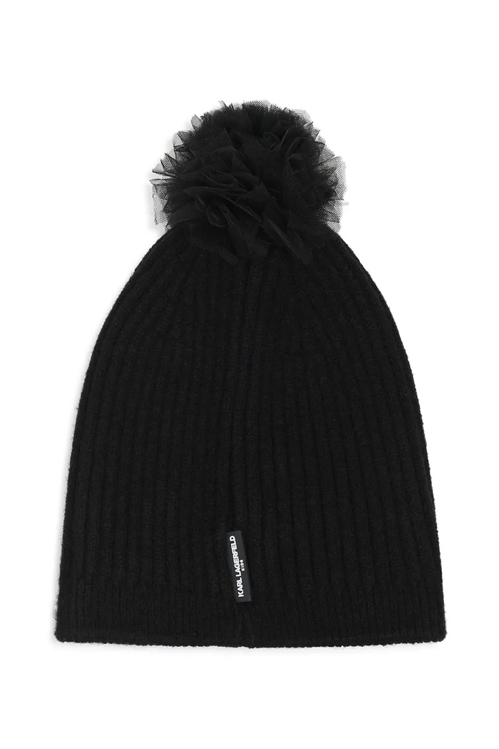 Karl Lagerfeld Čepice s bambulí dětská Z31425 černá AW26