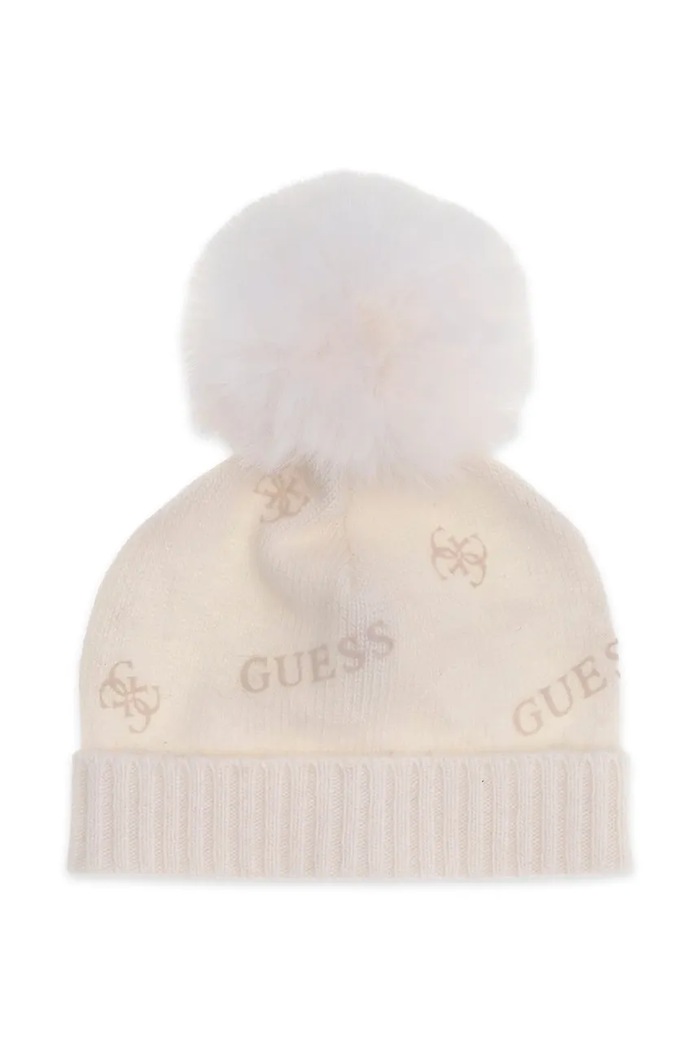 Guess Czapka z pomponem dziecięca z dodatkiem wełny beżowy A6BZ02.Z1477.9BY2