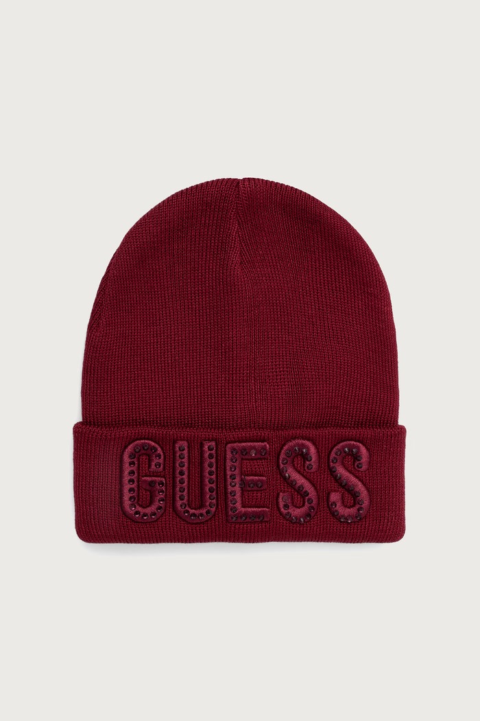 Guess Czapka beanie dziecięca z wiskozą bordowy A0BZ01.Z2QQ0.9BY2