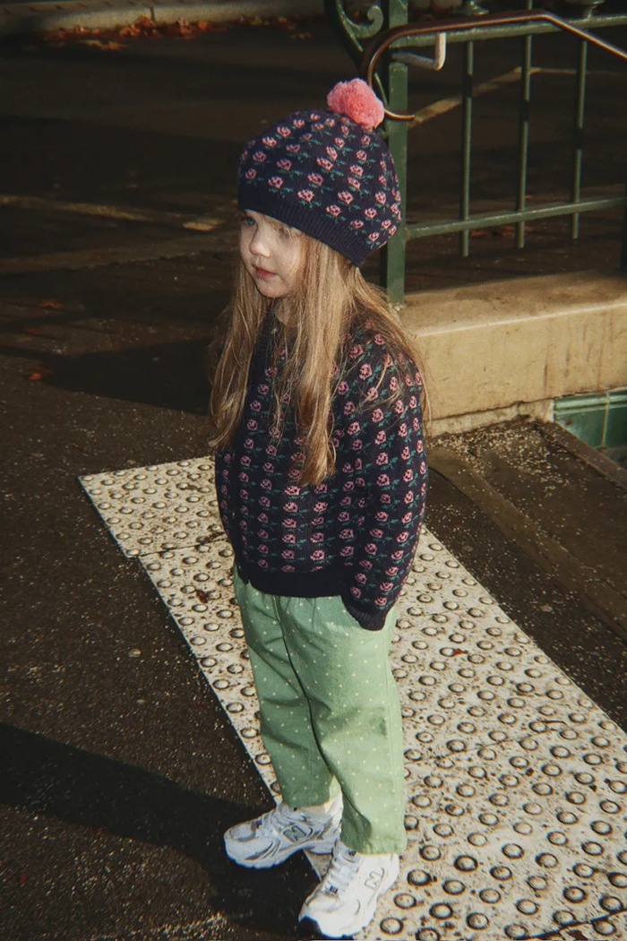 Beret dziecięcy z wełną BELOU BERET Konges Sløjd granatowy KS105905.9BY2