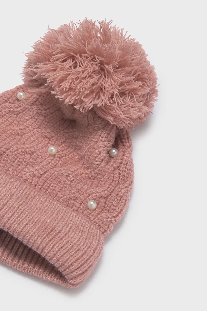 Mayoral шапка з помпоном дитяча з додаванням вовни 10308.6K.Mini.9BY2 рожевий AW26