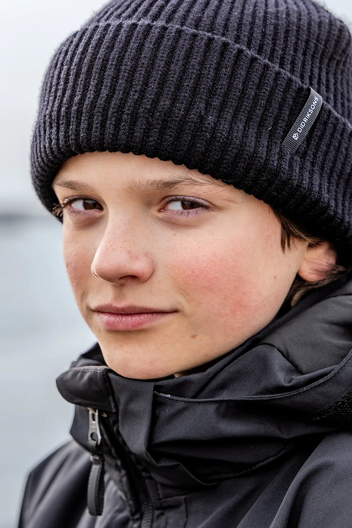Chłopiec Didriksons Czapka beanie dziecięca BUZ KIDS BEANIE 506350 czarny