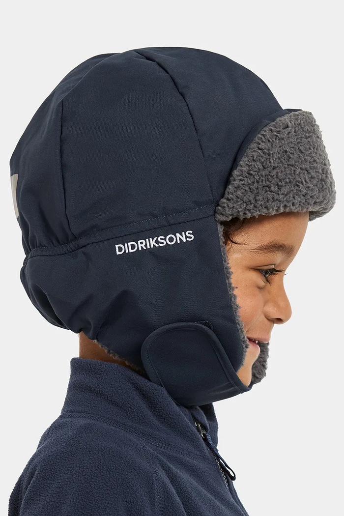 Chłopiec Didriksons Czapka uszatka dziecięca BIGGLES CAP 7 506340 granatowy